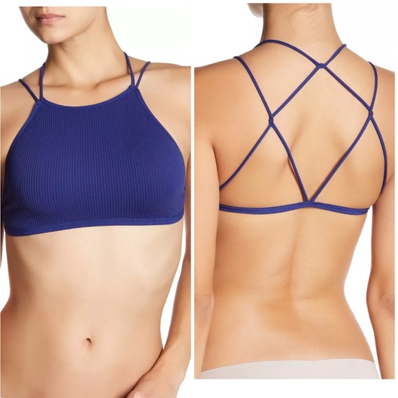 Free People Other - NWOT FREE PEOPLE High Neck Strappy Back Bralette Blue